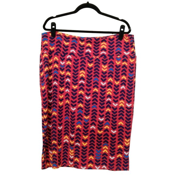 LuLaRoe Plus Size 3XL Pencil Skirt Womens Multicolor Chevron Print - Picture 2 of 7